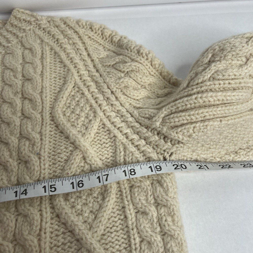 Vintage Trimingham's Bermuda Kennedy Adara Ireland CREAM‎ Wool Cable Cardigan M - Picture 3 of 8